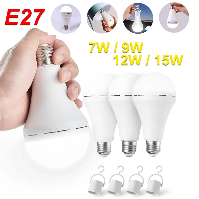Power Outage Light - E27 หลอดไฟฉุกเฉินแบบชาร์จไฟได้ 7W/9W/12W/15W หลอดไฟ LED AC220V
