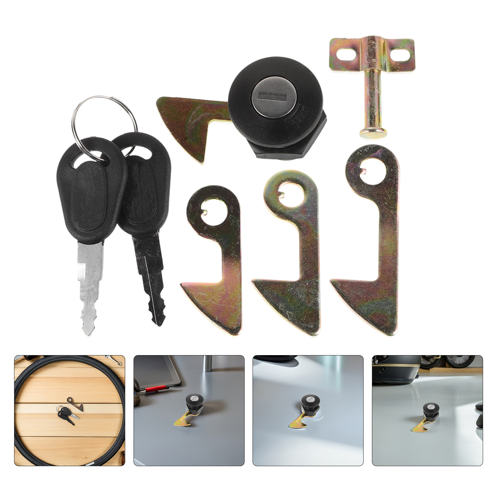 Lockbox Key Secure - ชุดล็อคท้ายรถมอเตอร์ไซค์ไฟฟ้า 2 ชุด ทนทานต่อสภาพอากาศ ผลิตจากโลหะผสมสังกะสี พร้อมกุญแจสำหรับล็อคกล่องเก็บสัมภาระด้านหลังเพื่อความปลอดภัย
